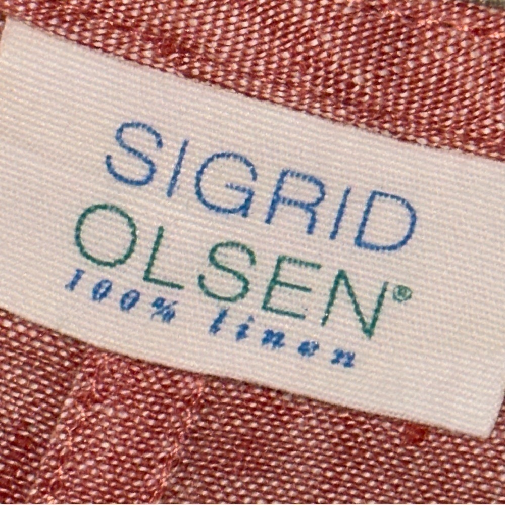 Sigrid Olsen 100% washable Linen Top in Burnt Coral - Picture 3 of 4